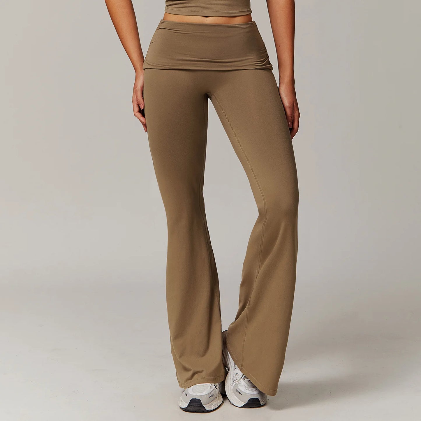 Bell-bottoms wide leg fitness Sport Leggings Mocha brown