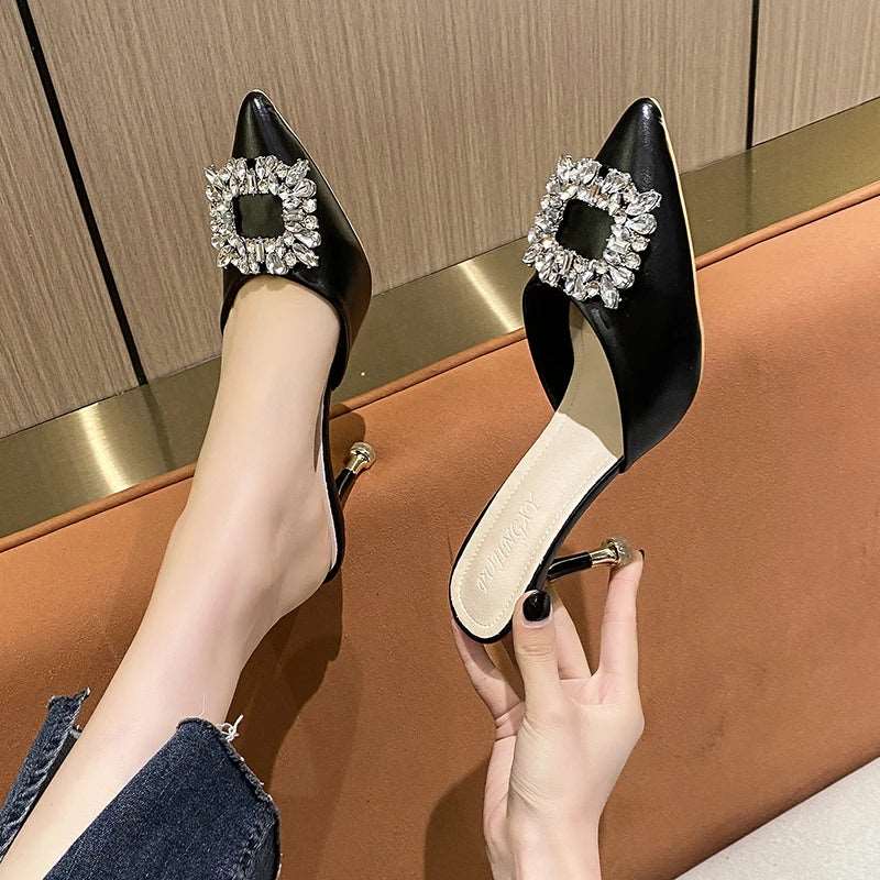Sexy Pointed Toe Women's Shoes Black 8 cm