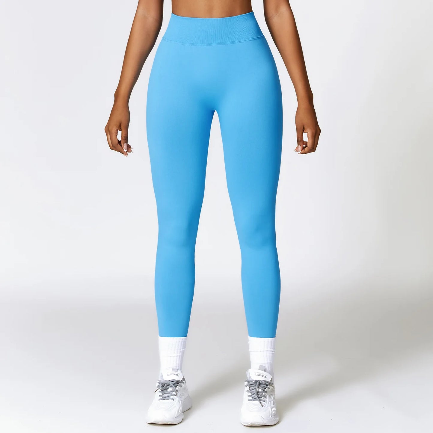 Women seamless Sports High Waist Fitness Leggings Water Pen Blue