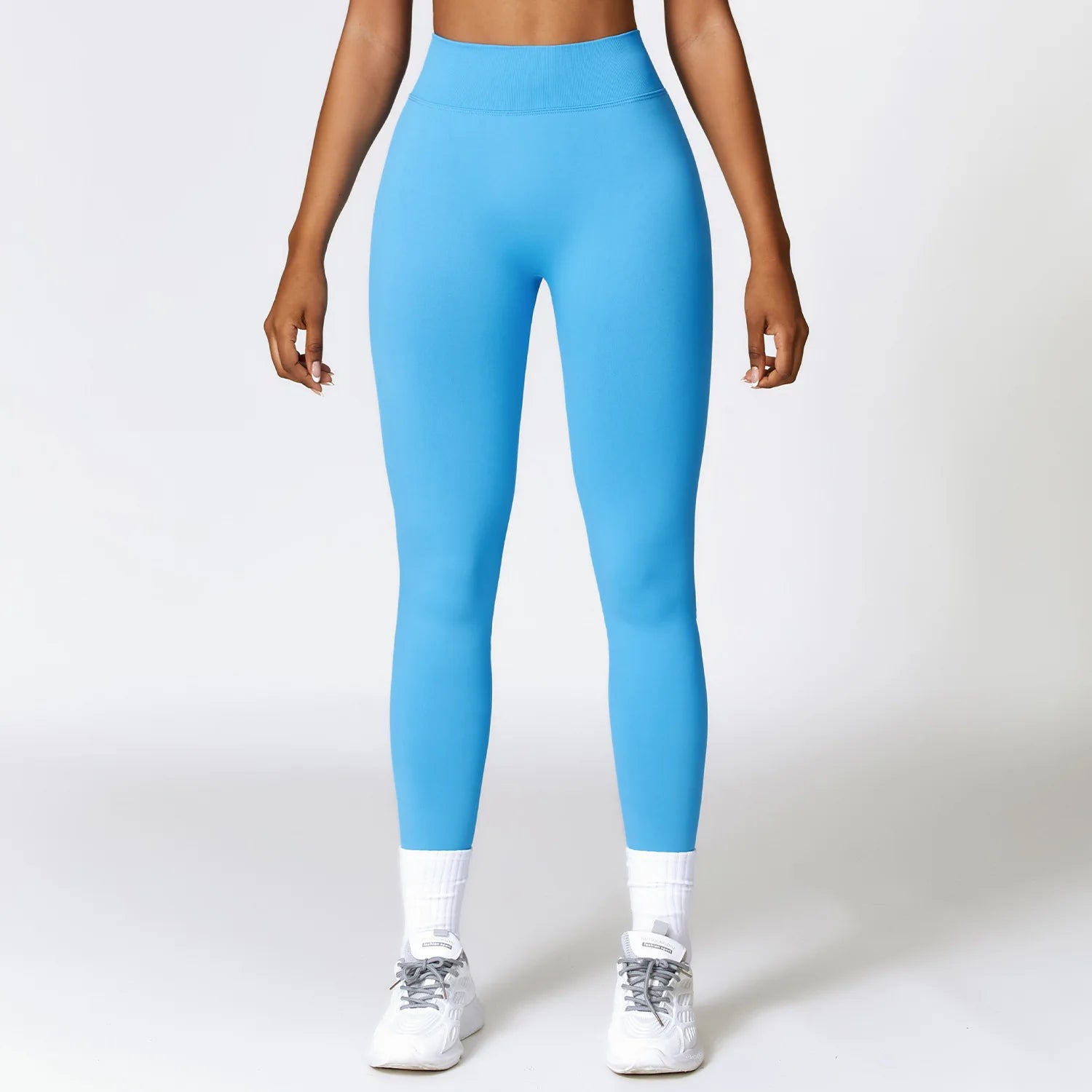 Women seamless Sports High Waist Fitness Leggings Water Pen Blue