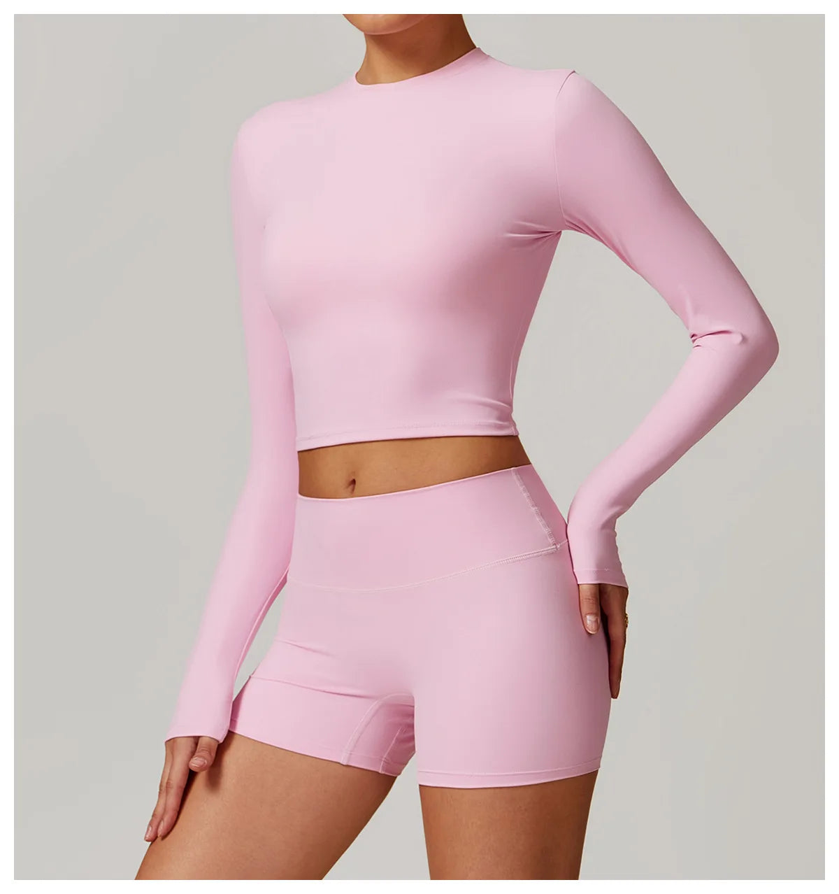 Long Sleeved Quick Dry round neck High Elastic Pilates Workout top