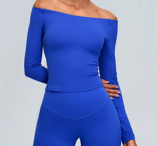 Off Shoulder Long Sleeved Sports Top