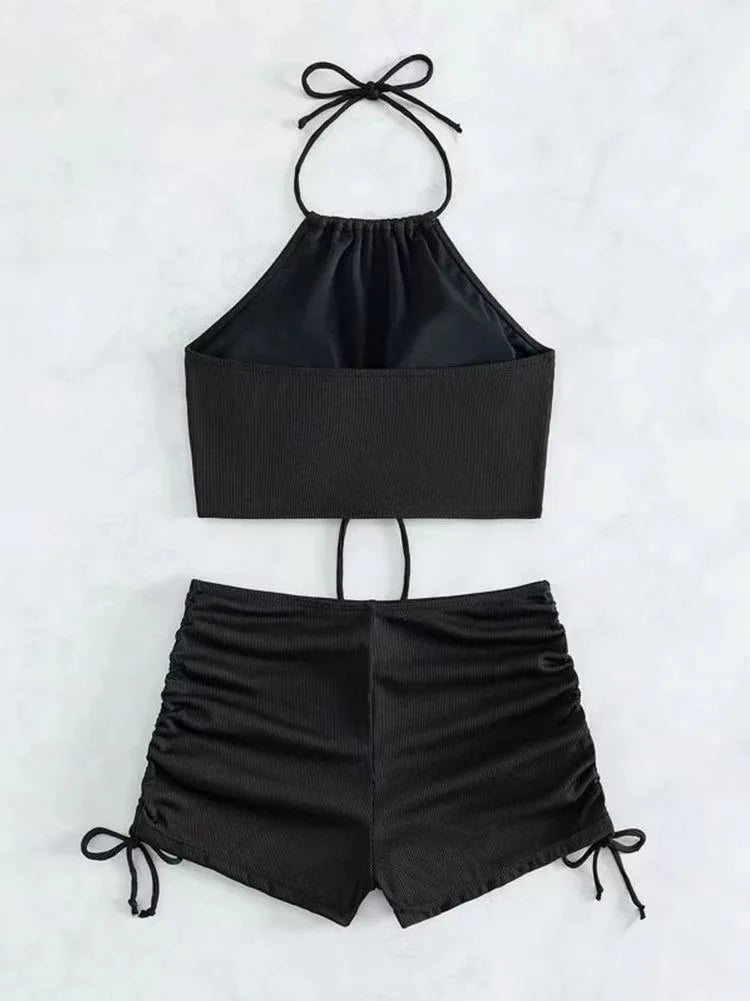 High Neck Two-Piece shorts and top swimsuit set