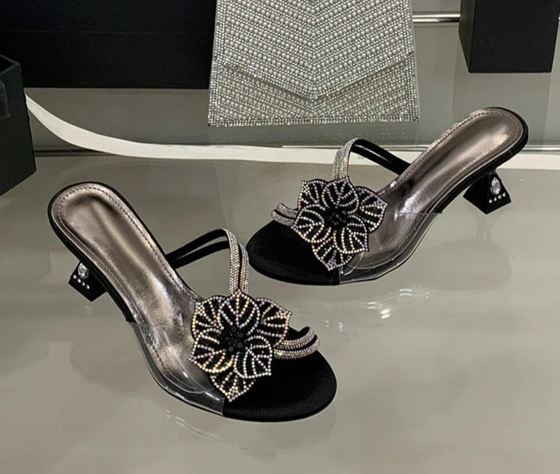 Fashion Rhinestone Flower high heel Sandals
