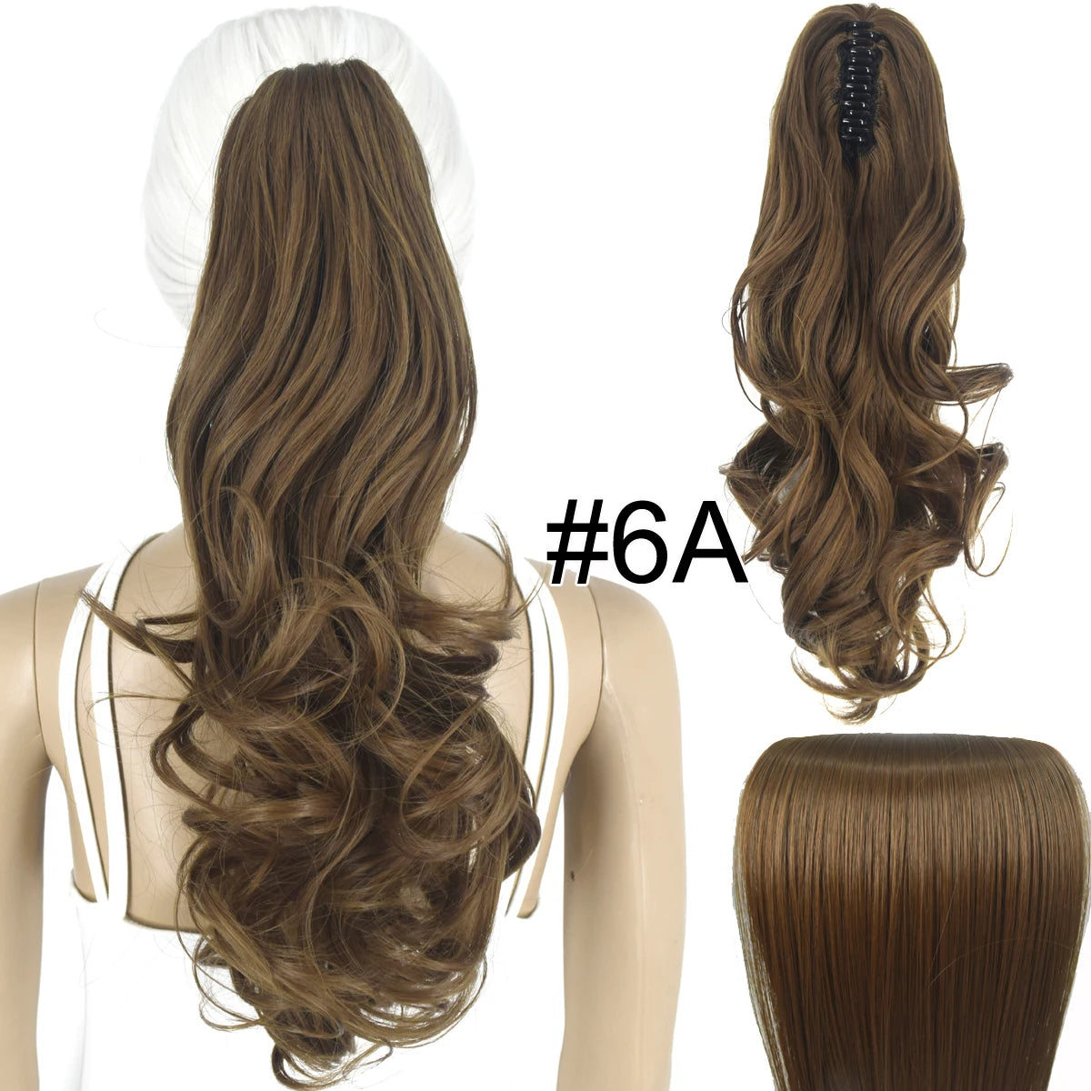 Synthetic Hair Heat Resistant 140gr Wavy Claw Clip in Ponytail hair extensions 6A Wavy 18inches