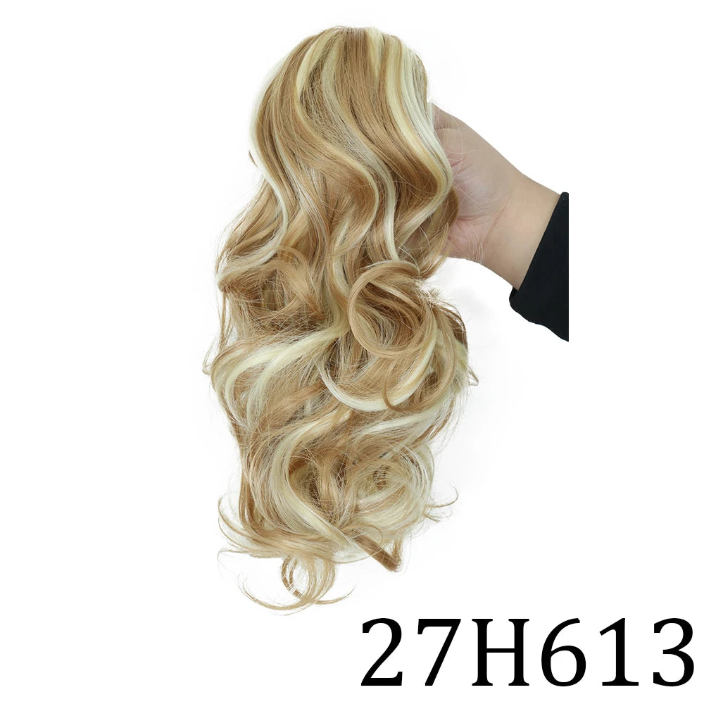 Claw Clip On Ponytails Extension Wavy Hair 12 Inches Hair Natural Extension 27H613 12inches