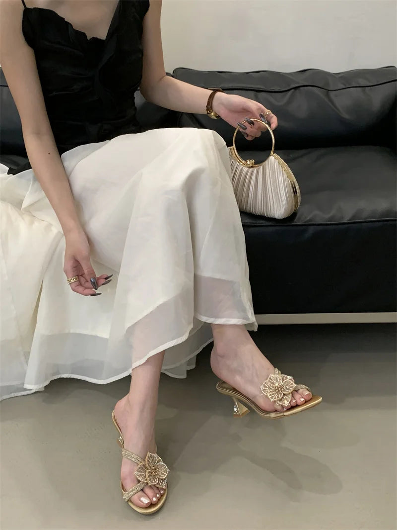 Fashion Rhinestone Flower high heel Sandals