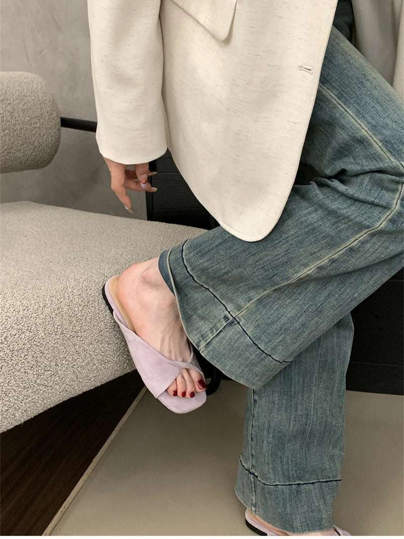 Open Toe pastel Color flat Sandals