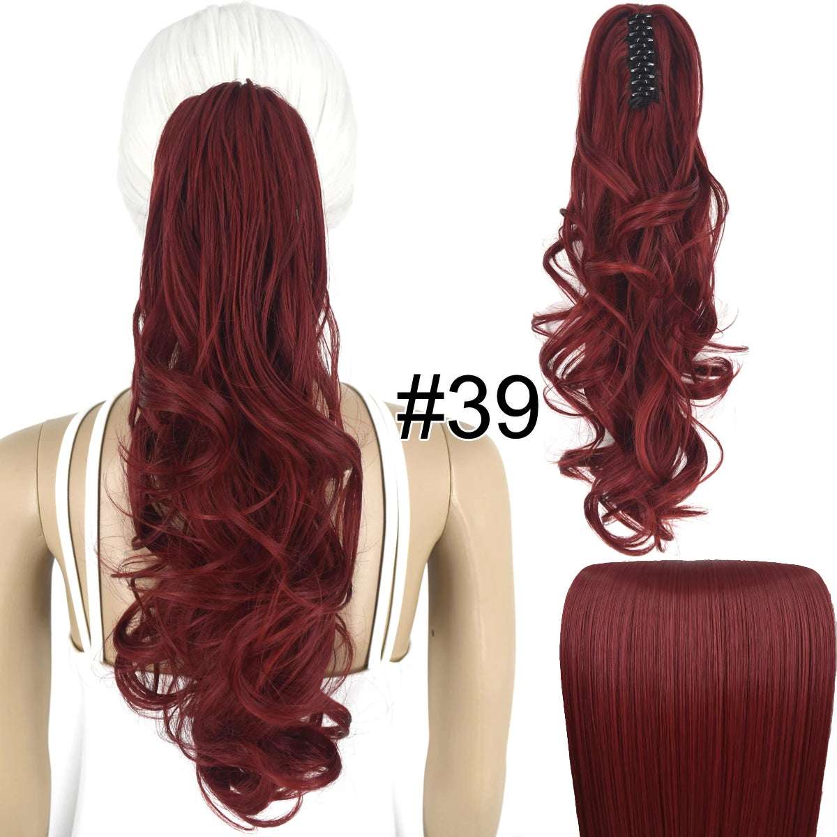 Synthetic Hair Heat Resistant 140gr Wavy Claw Clip in Ponytail hair extensions 39 Wavy 18inches