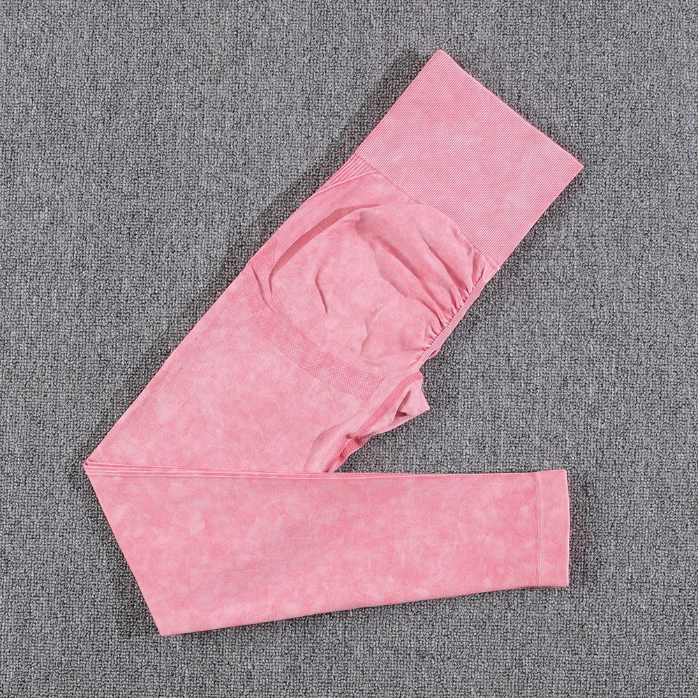 2 piece Gym Workout Yoga seamless high waist Set pink pant