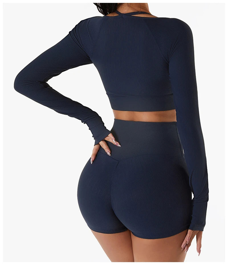 Padded Long Sleeve Seamless Gym Workout Top