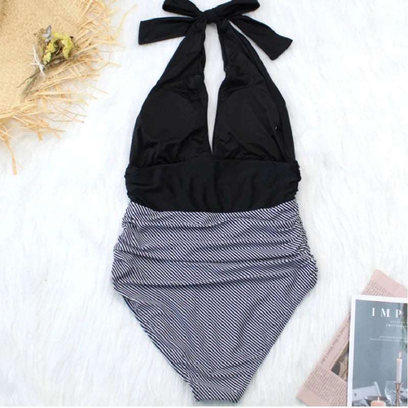 Plunge halter neck One Piece Swimsuit