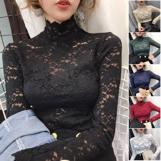Long Sleeve Lace High neck top