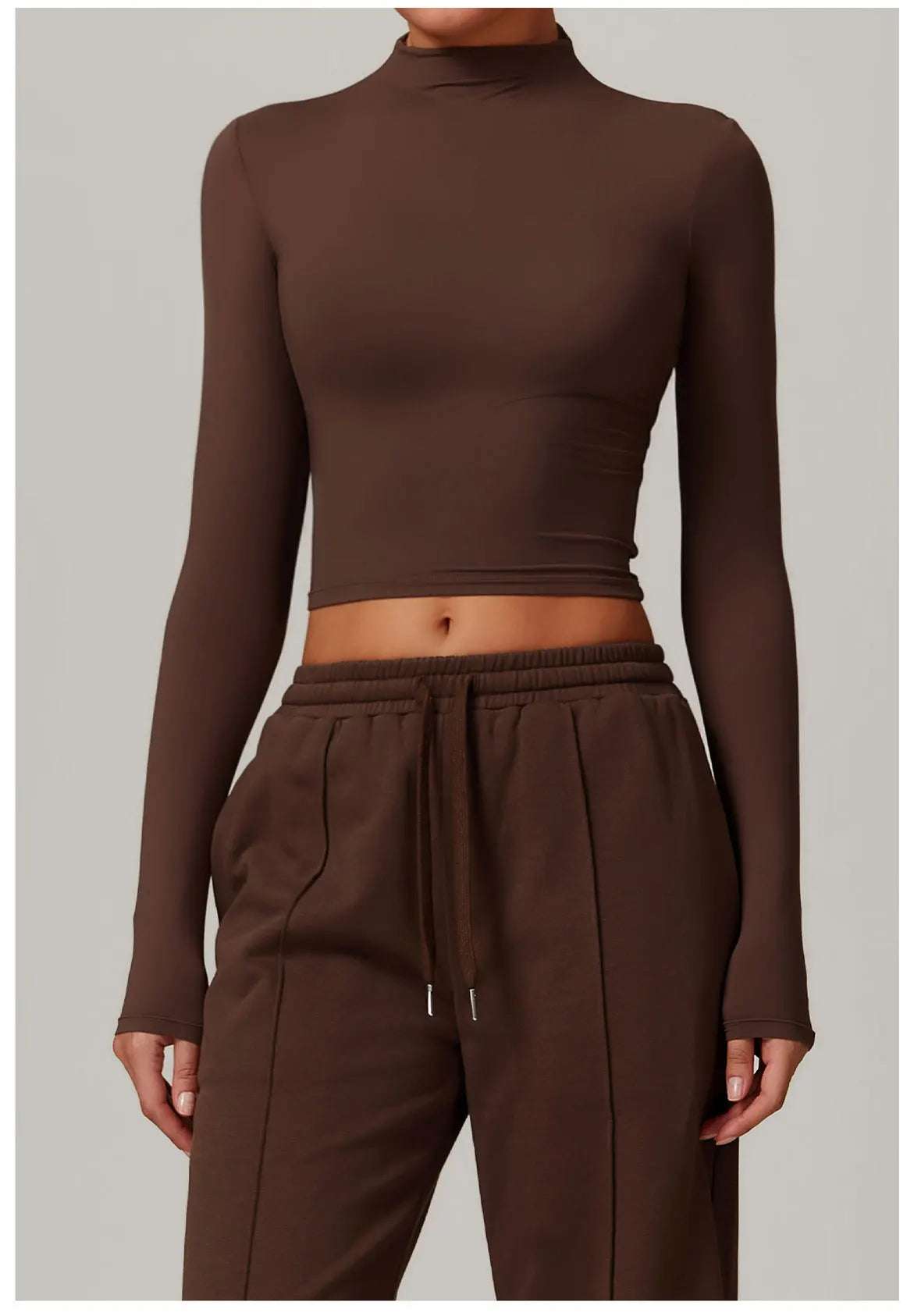 High Neck Long Sleeve Fitness Gym Sports Top