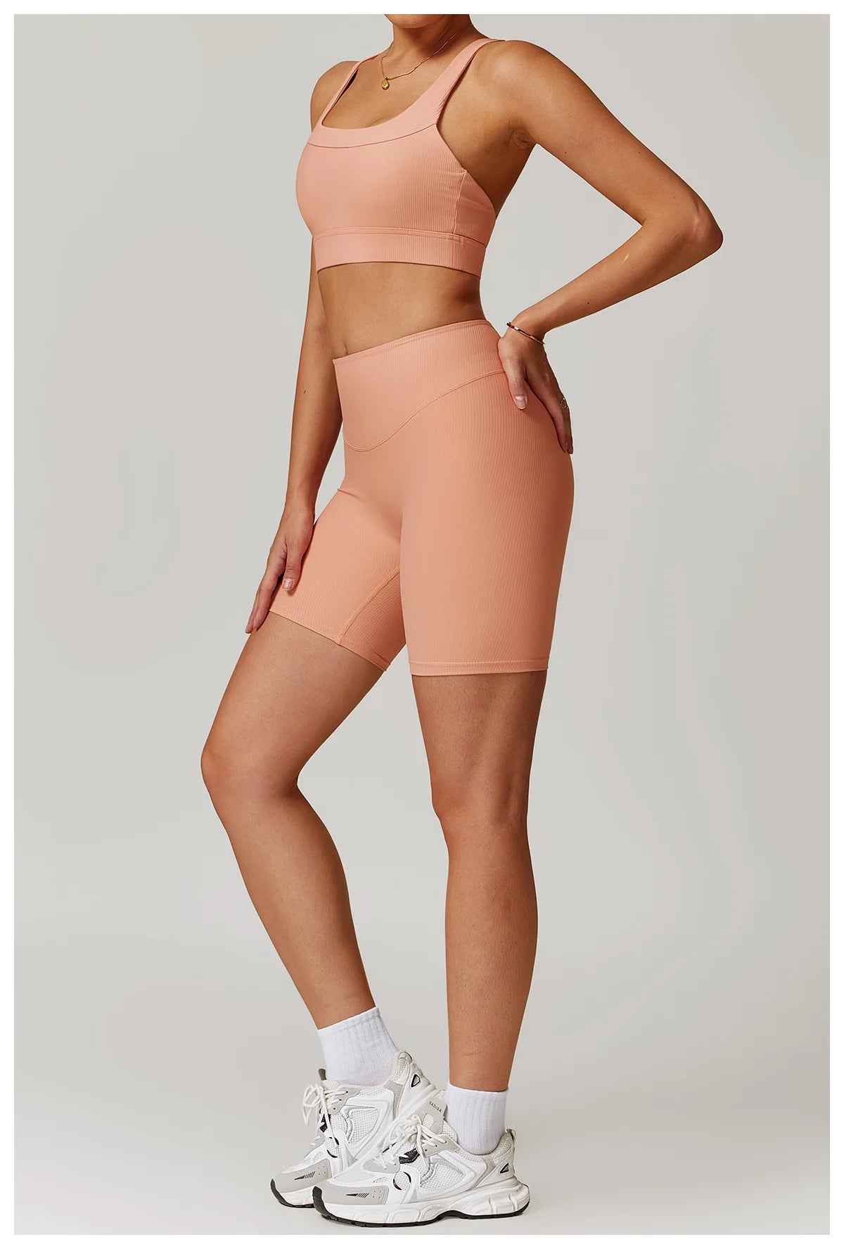 Ribbed Fitness Gym Workout Push Up Sports Bra & Leggings Set