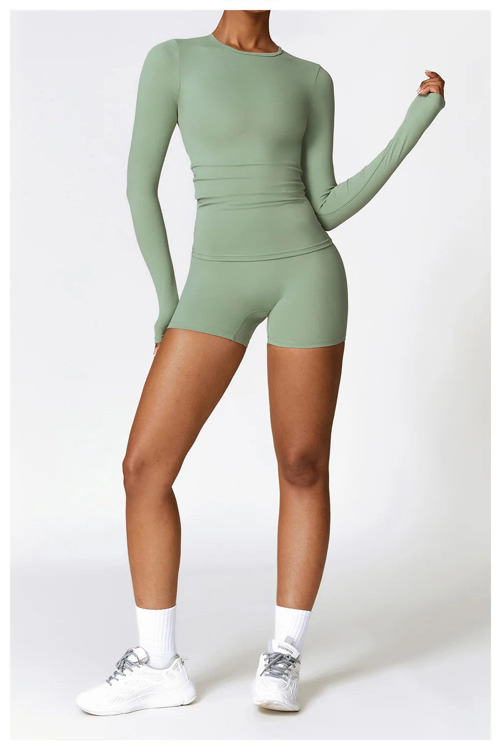 Long Sleeve round neck Running Fitness Gym crop top