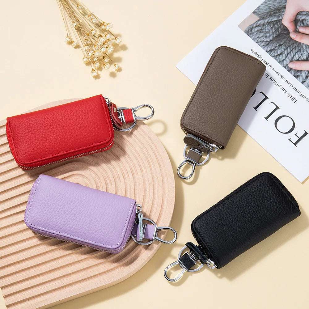Multifunctional Zipper leather Key Case