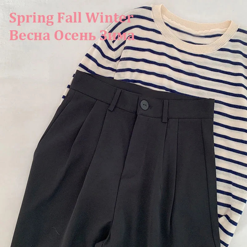 Wide leg Drape Trousers Black-fall winter