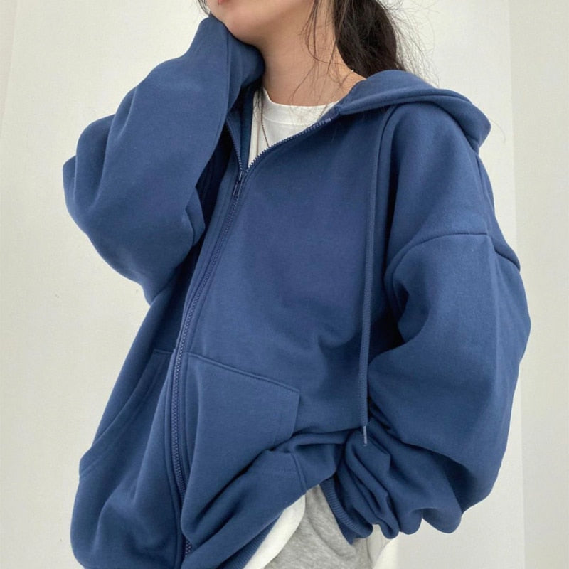 New Korean Version Hoodie Blue