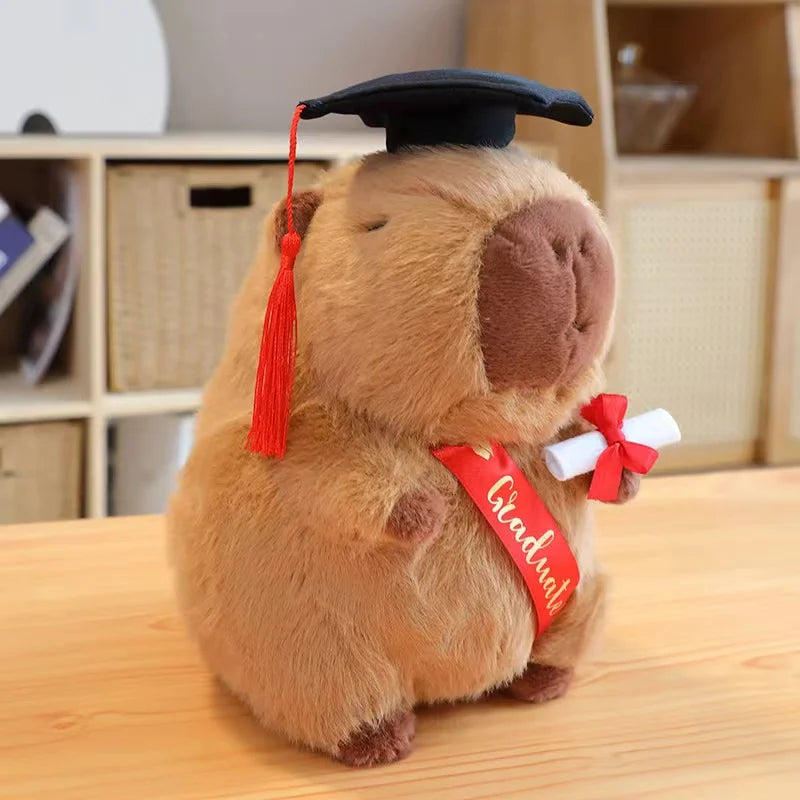 Graduate Doctor Capybara Owl Bear Plush soft Toy 25cm Brown Capybara