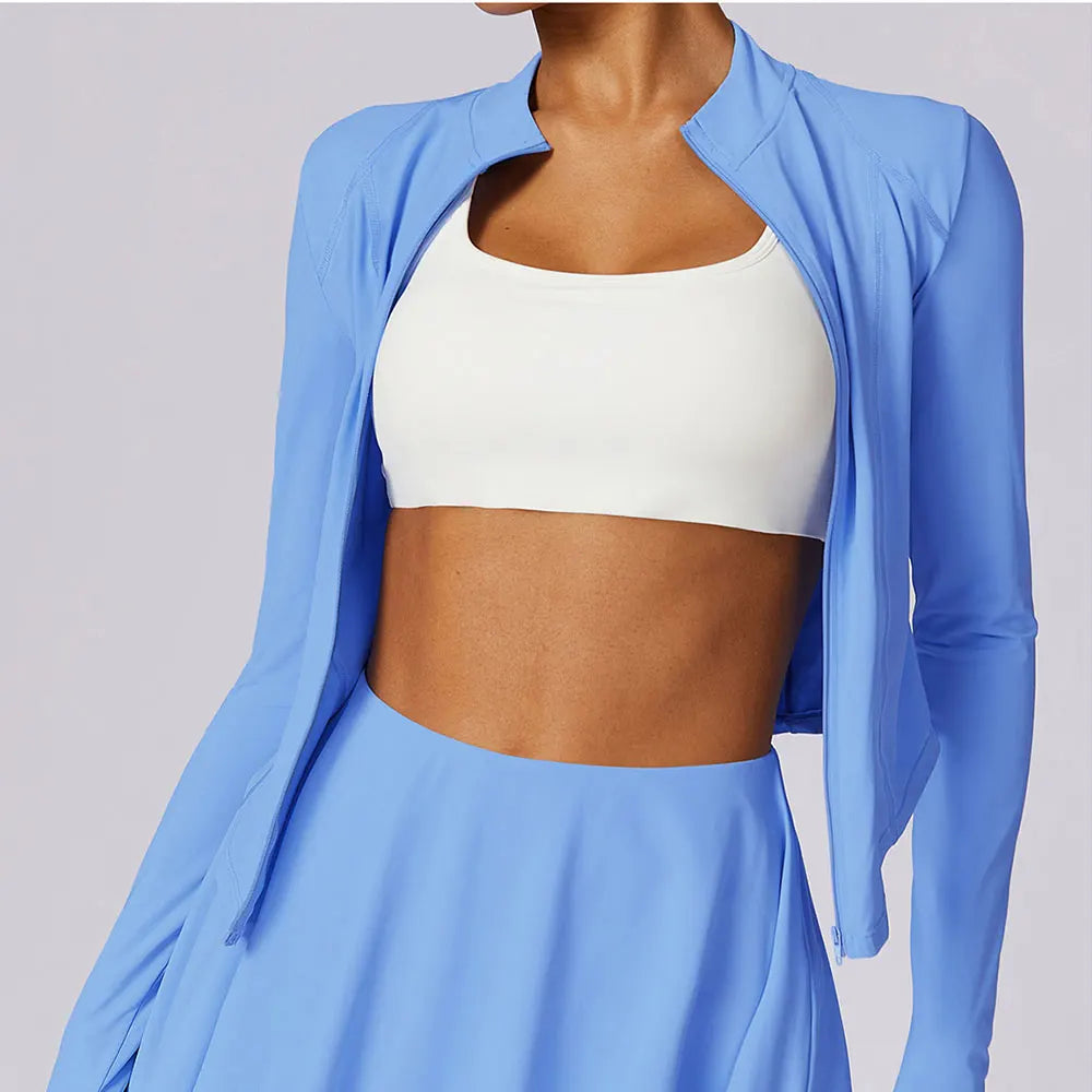 Long Sleeve Zipper Solid color Gym Workout jacket