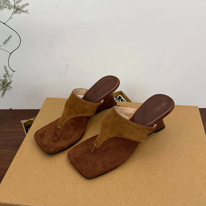 Clip Toe Fashion quirky heel Sandals Brown