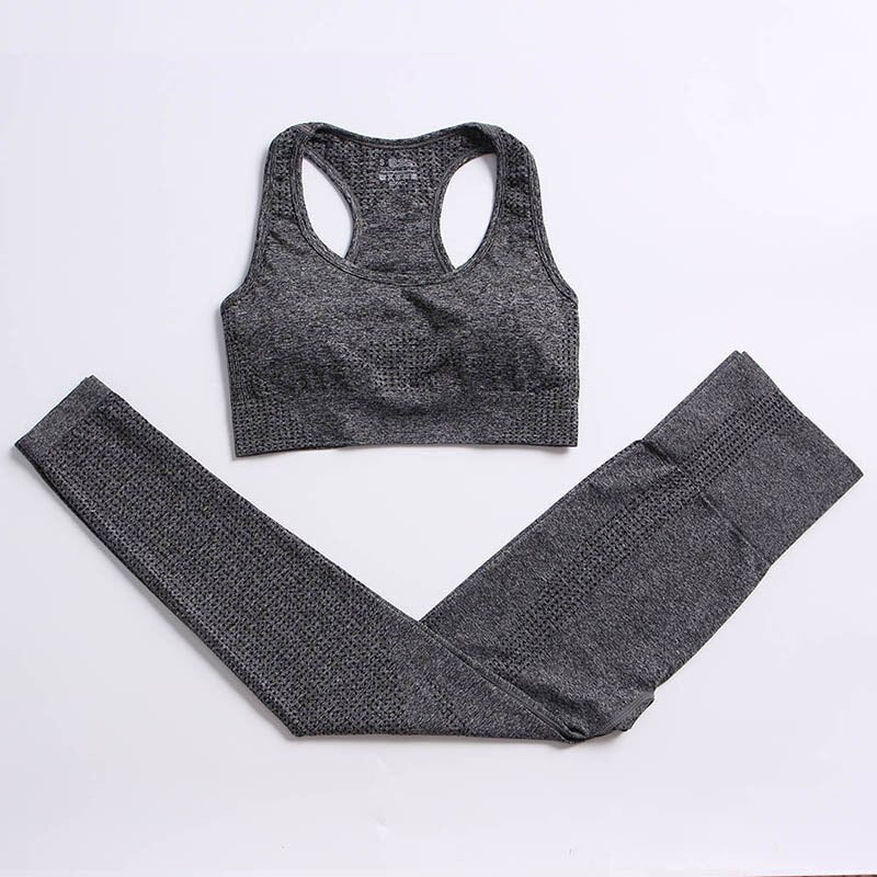 Women Vital Seamless Yoga Set dark gray bra set