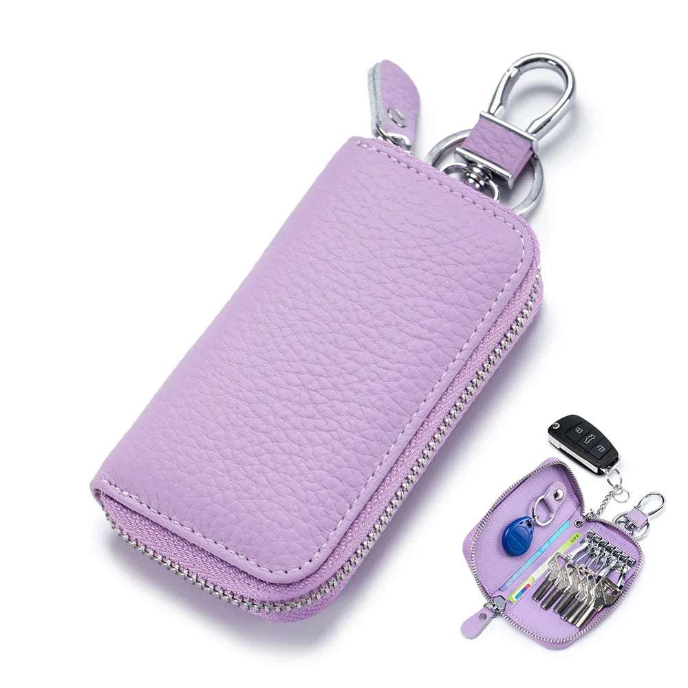 Multifunctional Zipper leather Key Case PURPLE