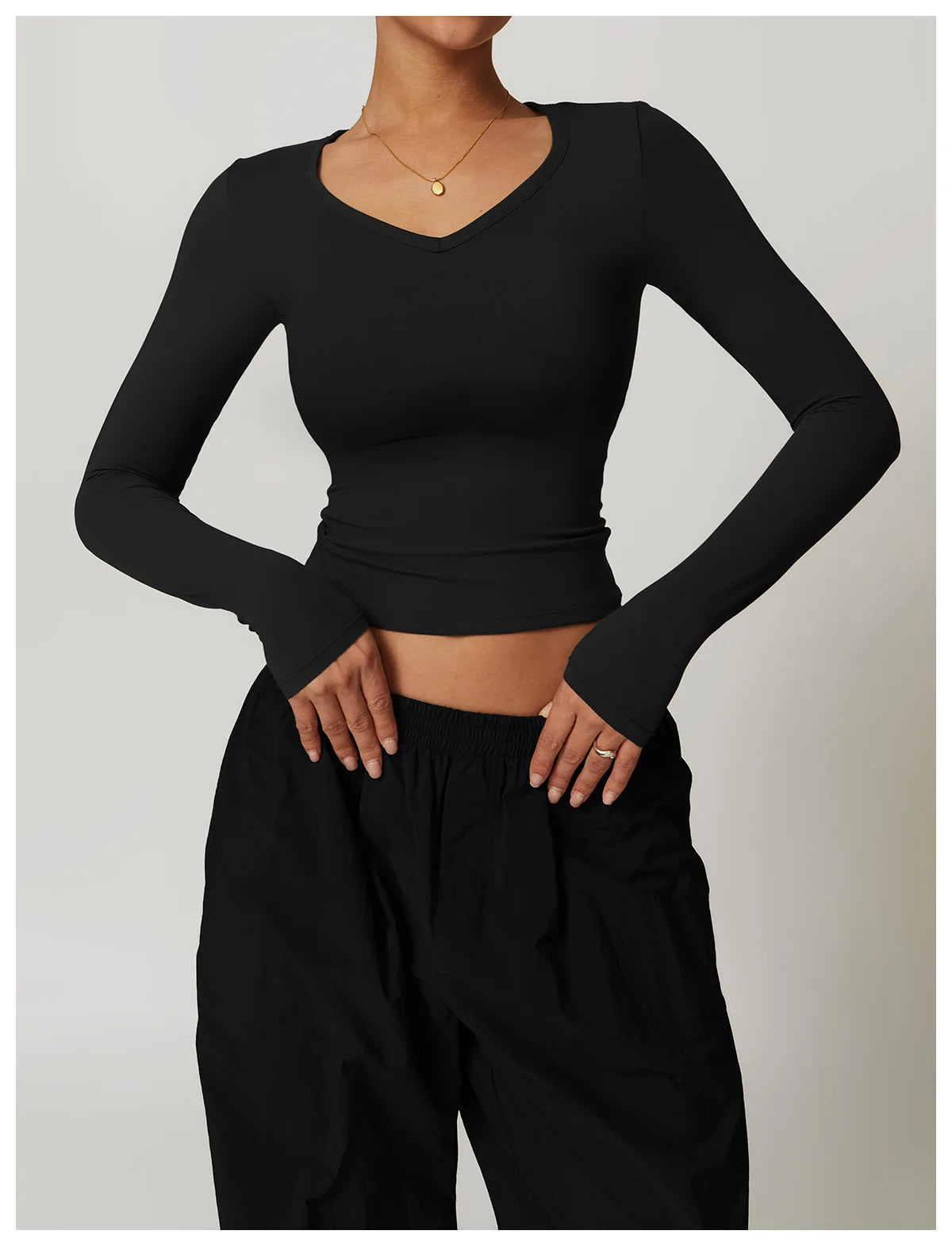 Long Sleeve gym Workout Crop Top