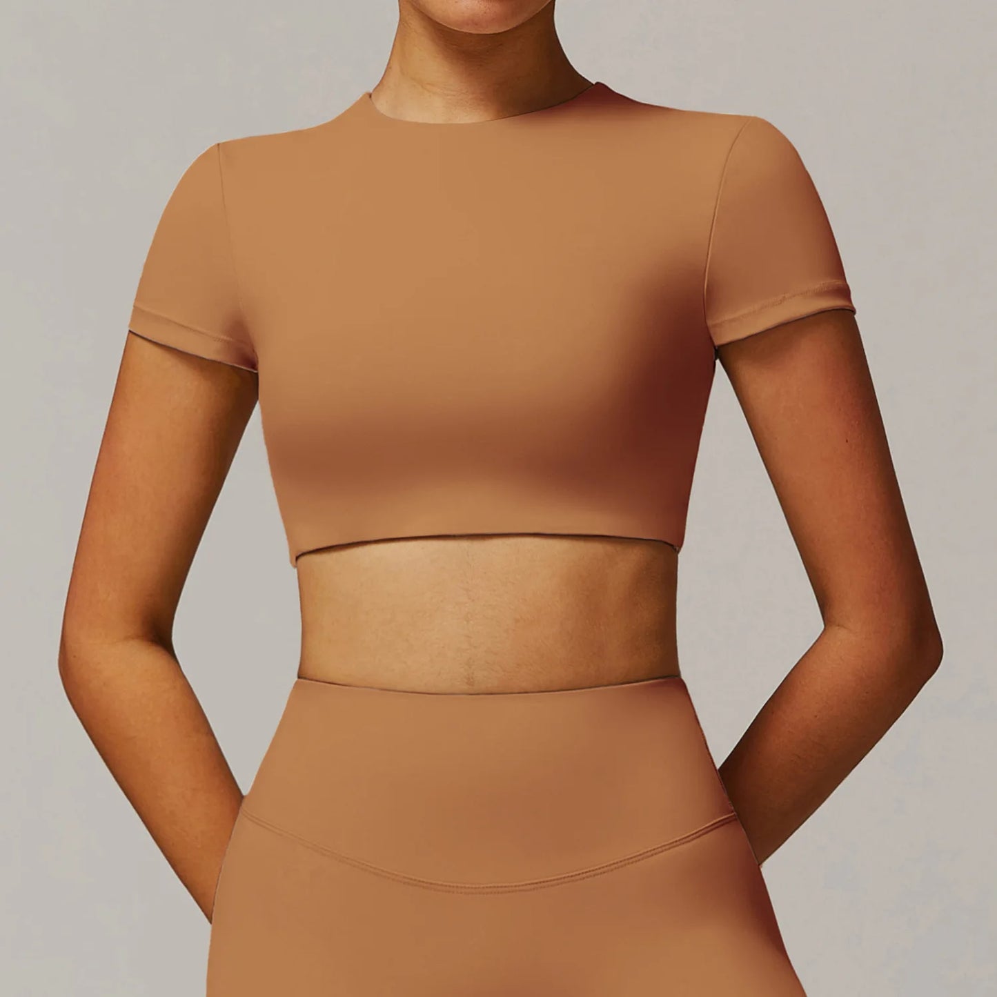 Workout Short Sleeve Shirt Gym Top Pumpkin Orange