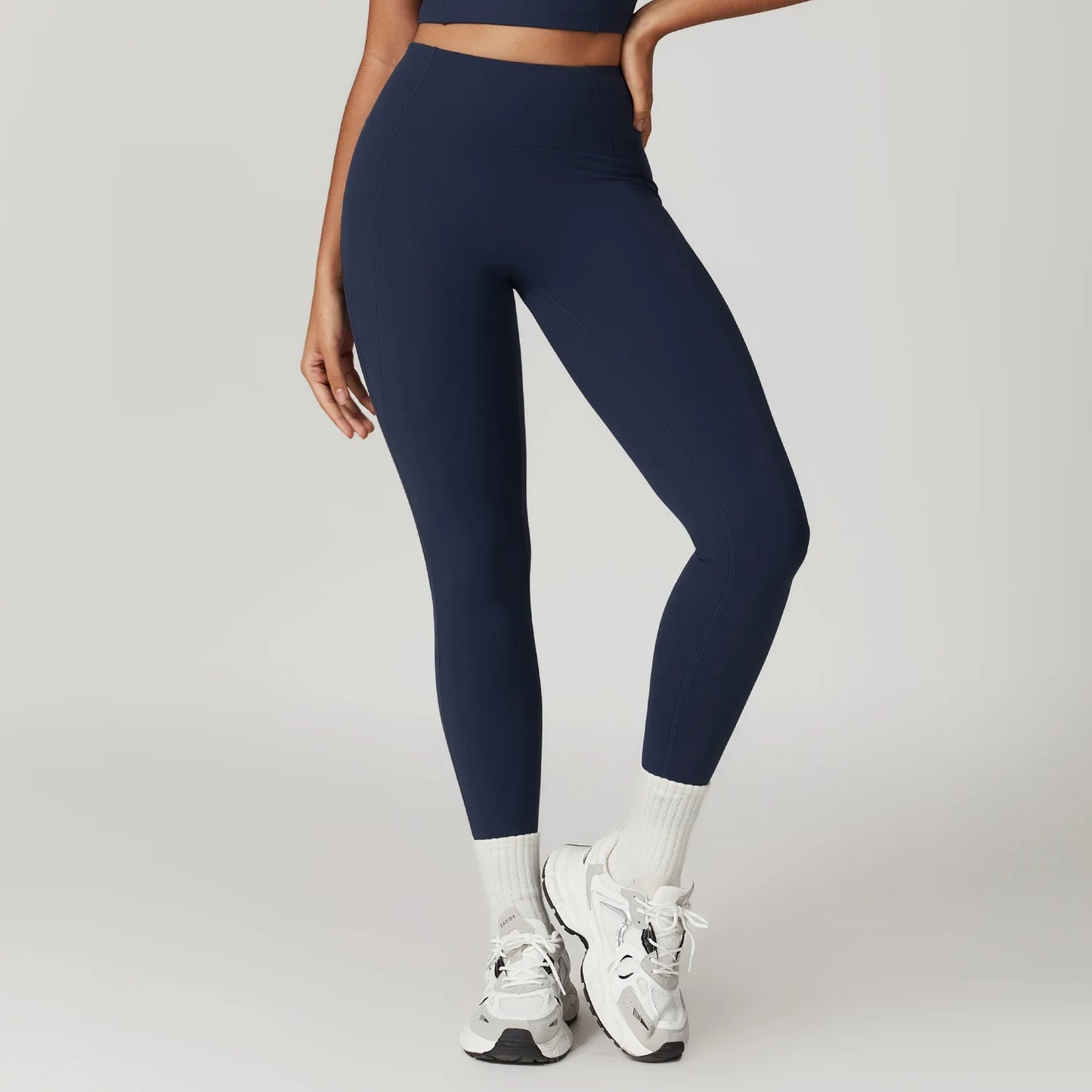 Breathable High Waist Workout Gym Leggings Emblem Blue
