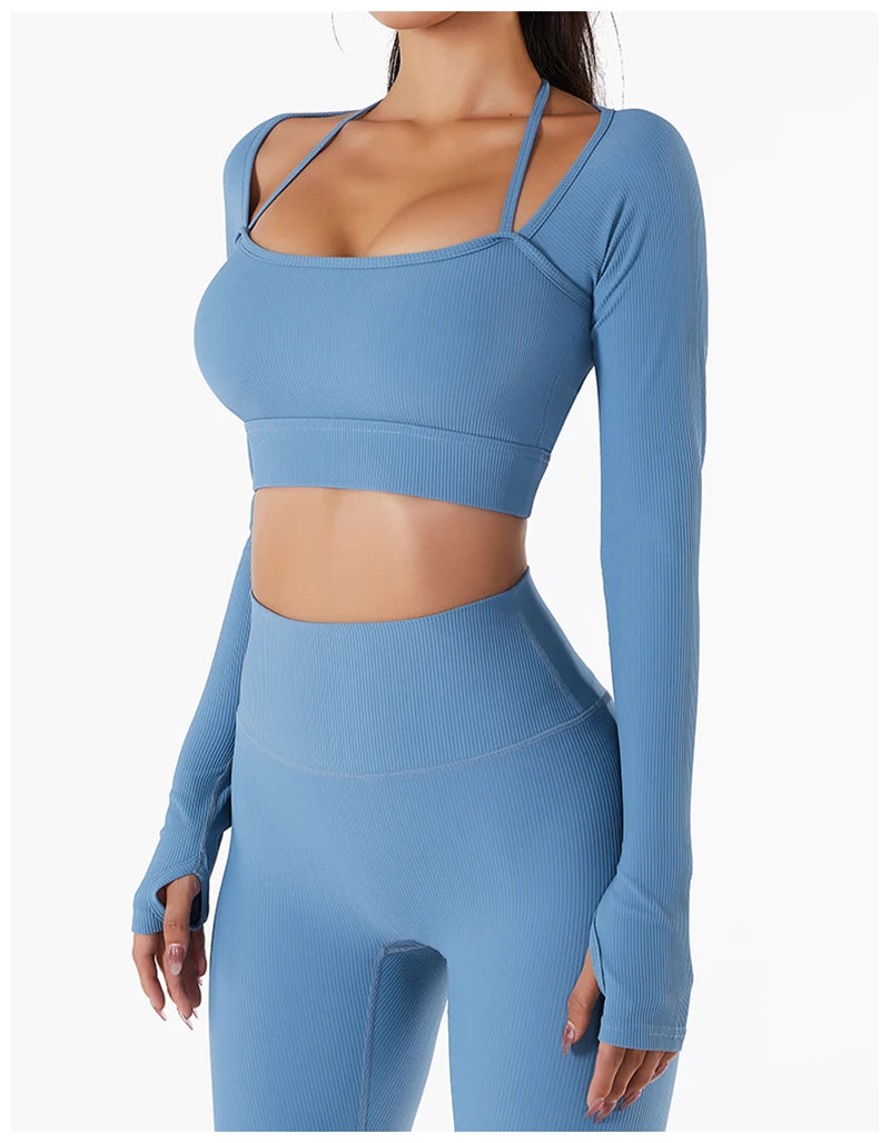 Padded Long Sleeve Seamless Gym Workout Top