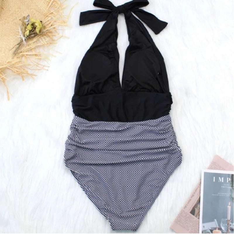 Plunge halter neck One Piece Swimsuit