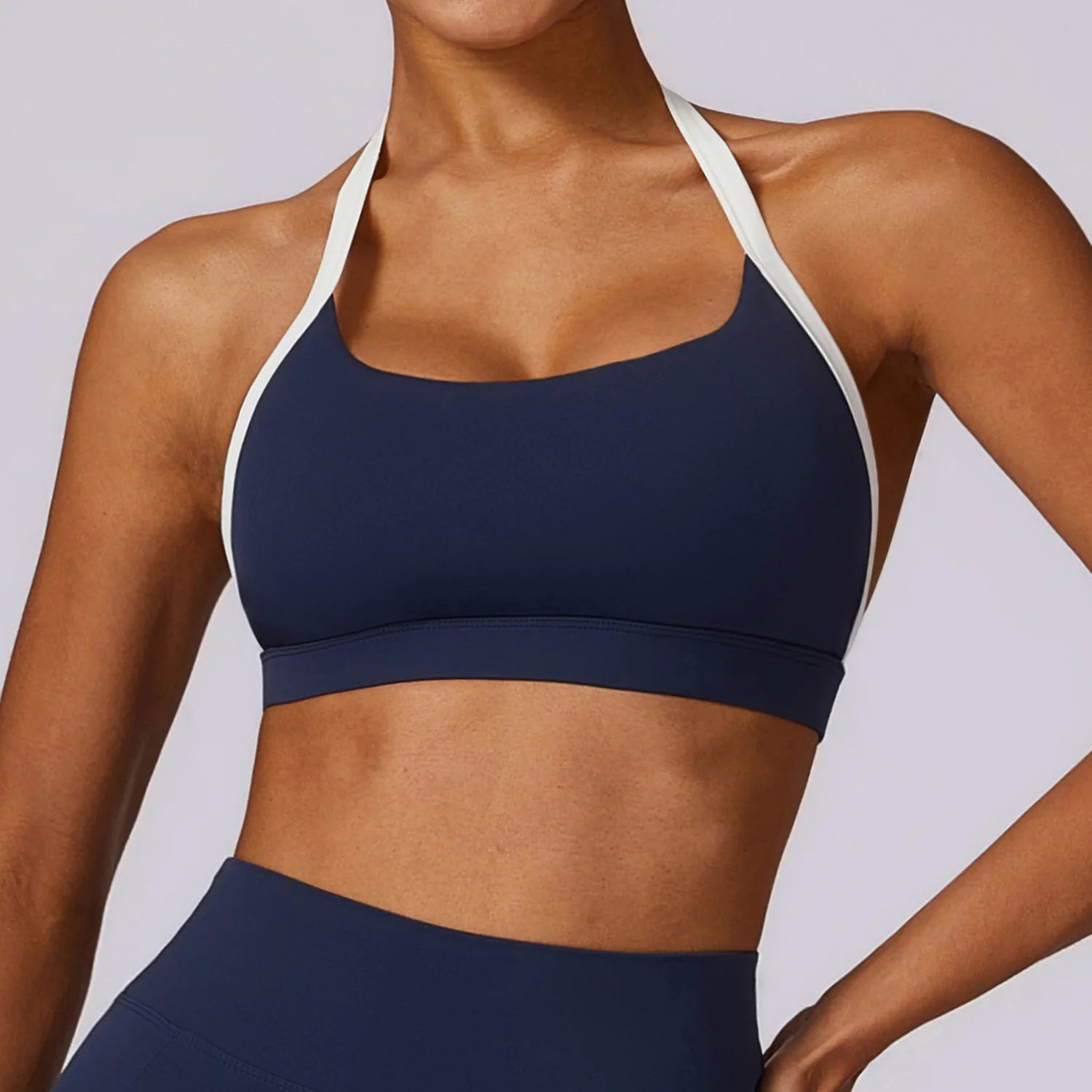 Breathable Fitness Push up Workout Top Emblem Blue