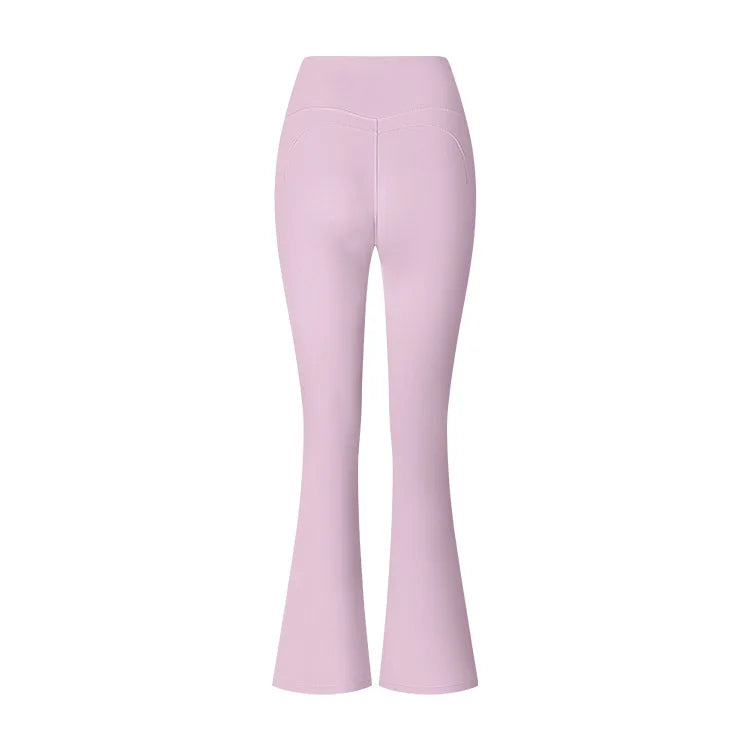 High Waist Flared Gym Fitness Yoga Leggings Pink peony