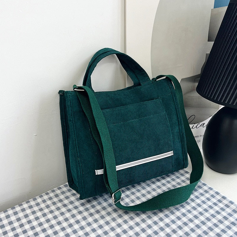 Women's Canvas Casual Tote Bag Green E