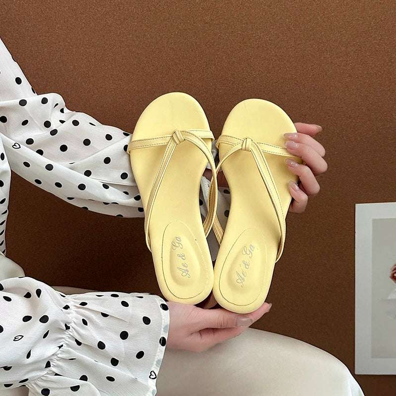 Clip Toe Wedges Heel Sandals Yellow