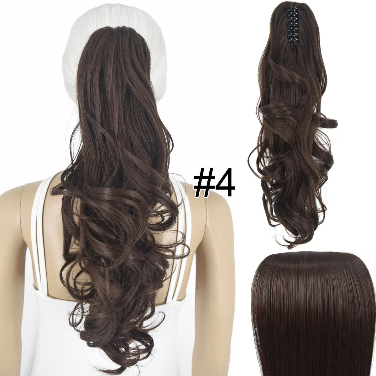 Synthetic Hair Heat Resistant 140gr Wavy Claw Clip in Ponytail hair extensions 4 Wavy 18inches