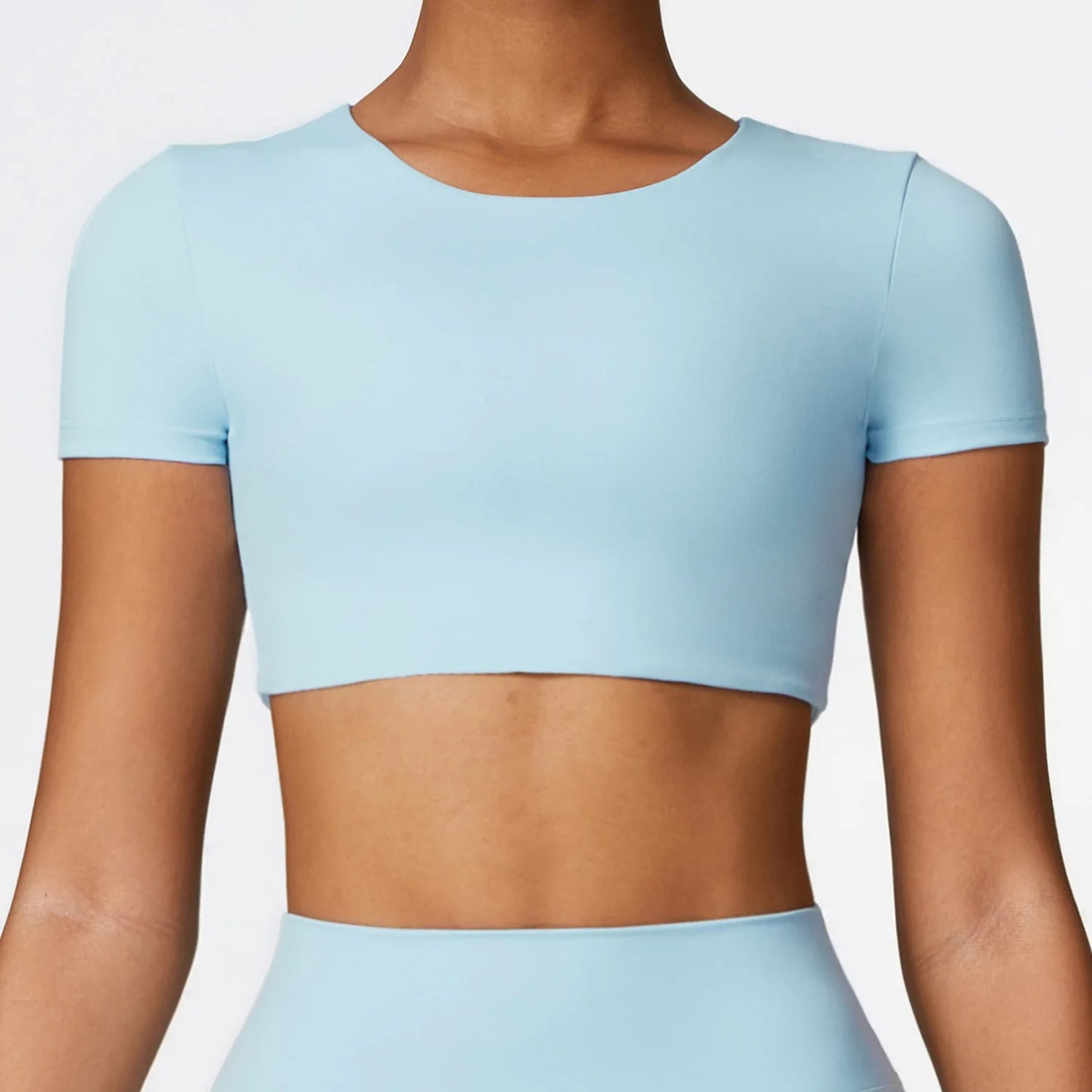 Seamless Yoga Workout Fitness Crop Top Sky Blue