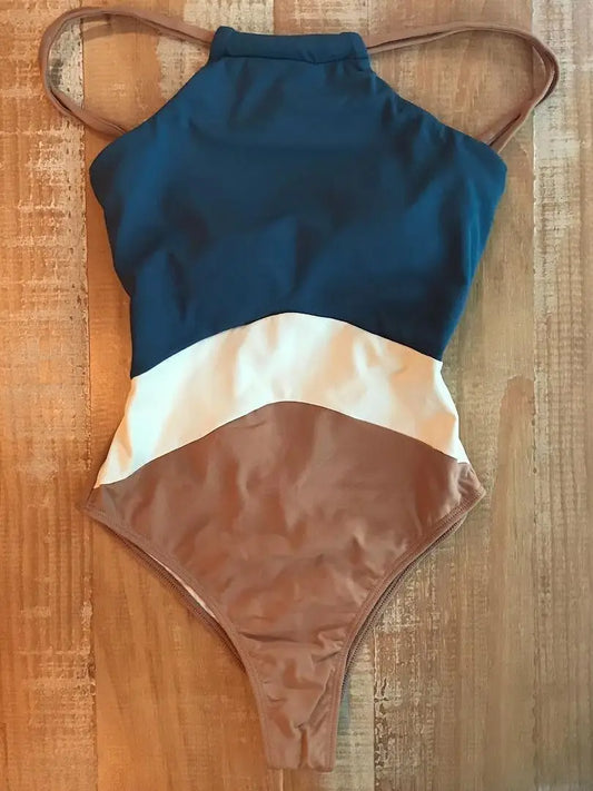 Patchwork One Piece Swimsuit