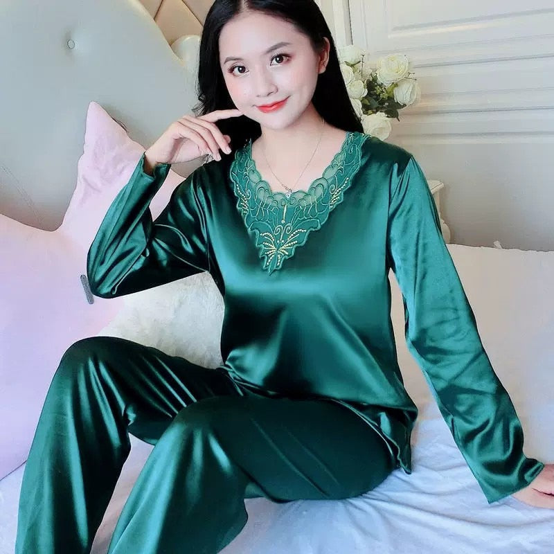 New Plus Size Satin Pajamas Set