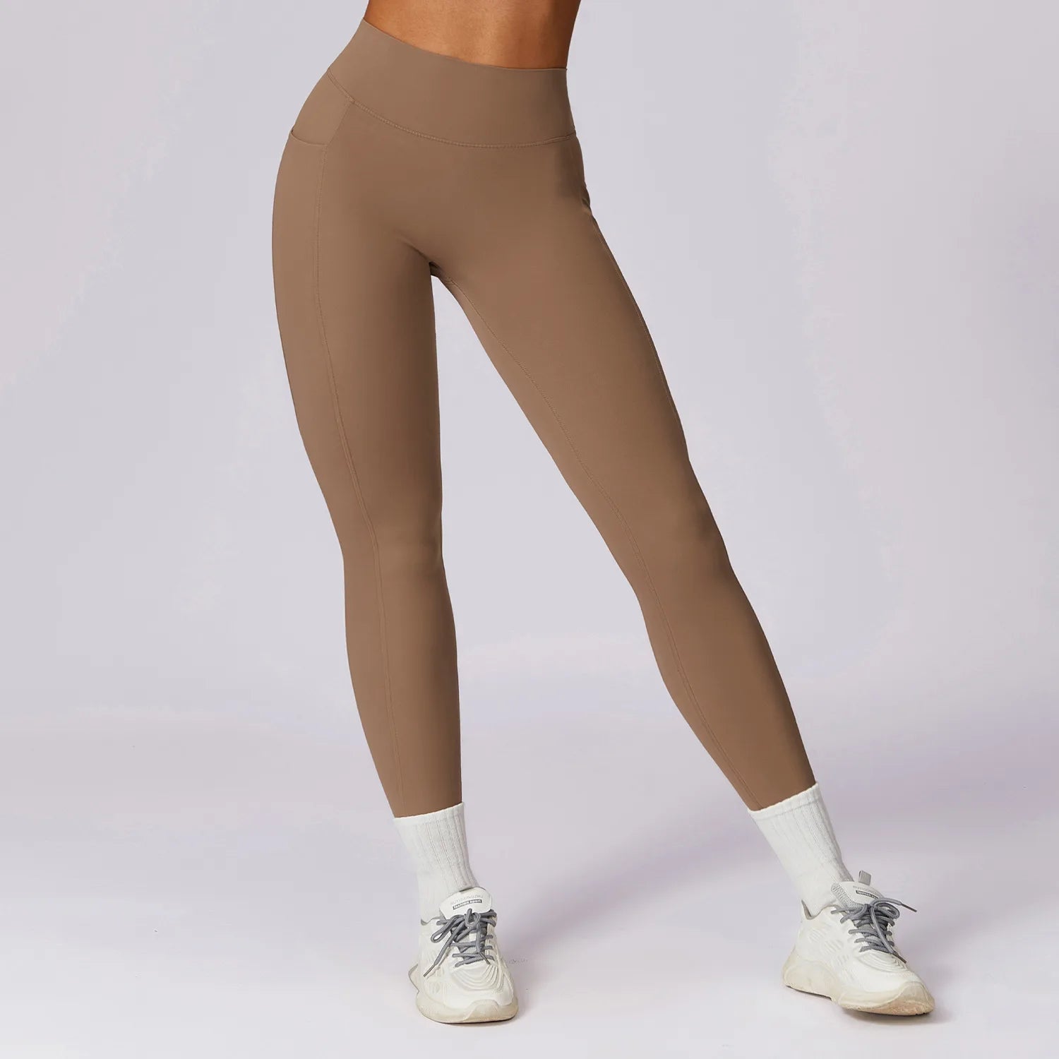 High Waist Push Up Scrunch Butt Quick Drying Fitness Leggings Mocha Brown