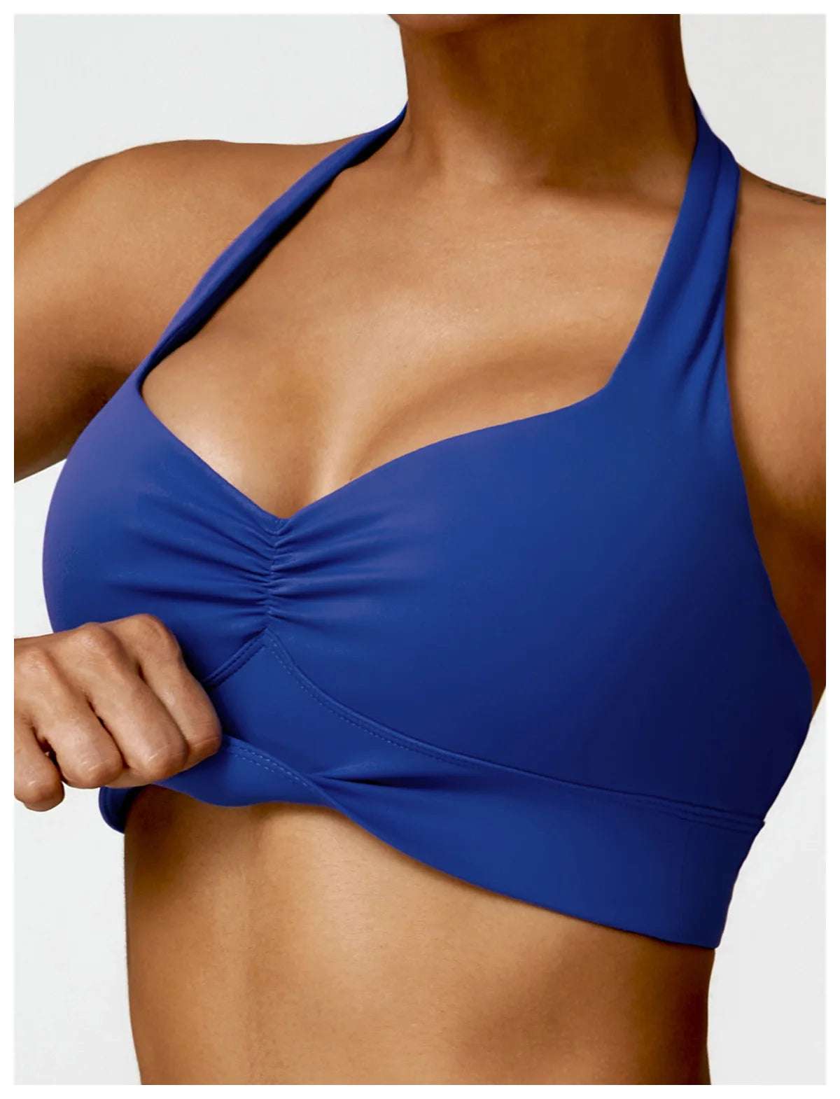 Halter neck push up ruched Sports Bra