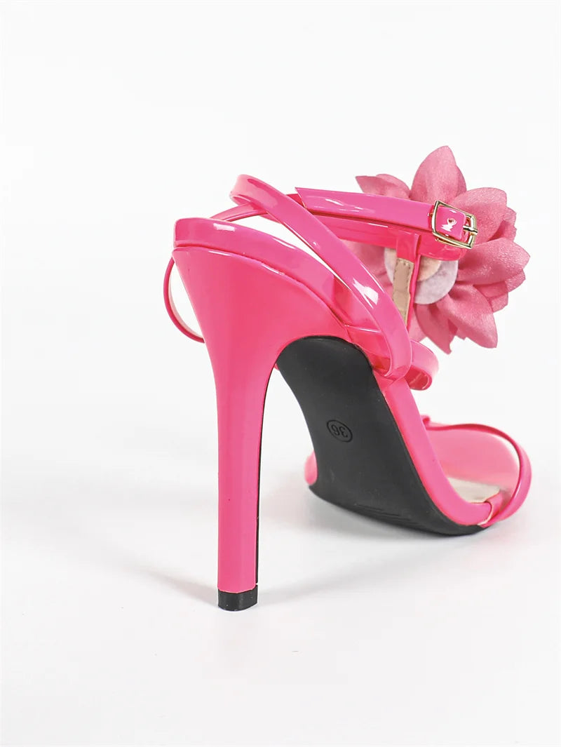 Crystal Flower Ankle Strap high heel Sandals