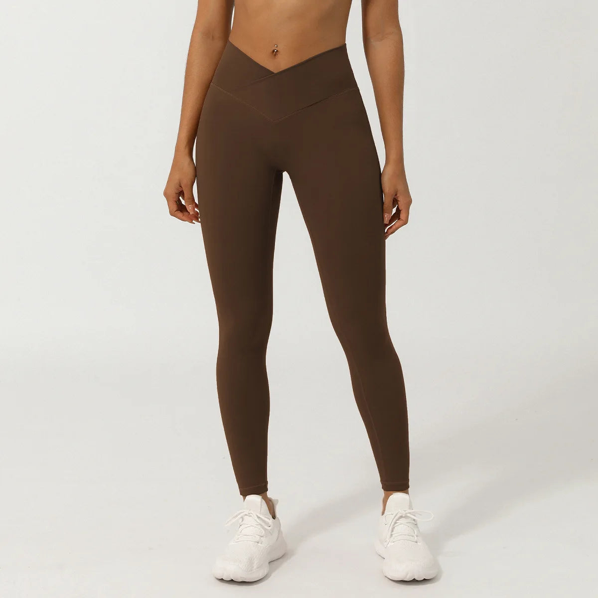 V-shaped Waist High Waist Fitness gym Leggings coffee