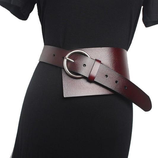 Women Faux Leather Wide Waist Belt