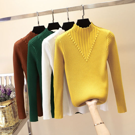 Turtleneck Long Sleeve Knitted Pullover
