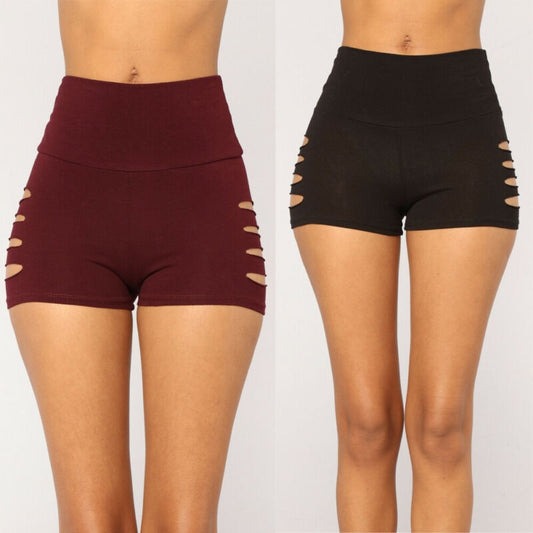 Women Hollow Out Gym Shorts Pants