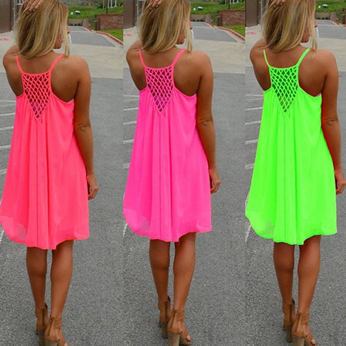 Summer Casual Sleeveless Strap Backless Beach Dress