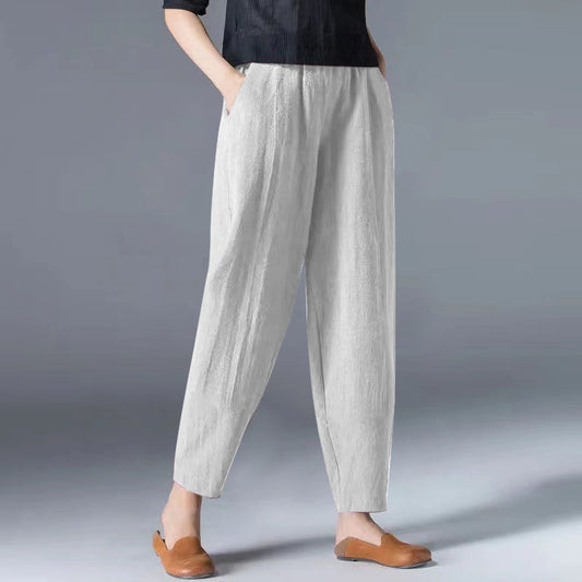 Anti-cotton Elastic Waist Wide Leg Trousers Gray